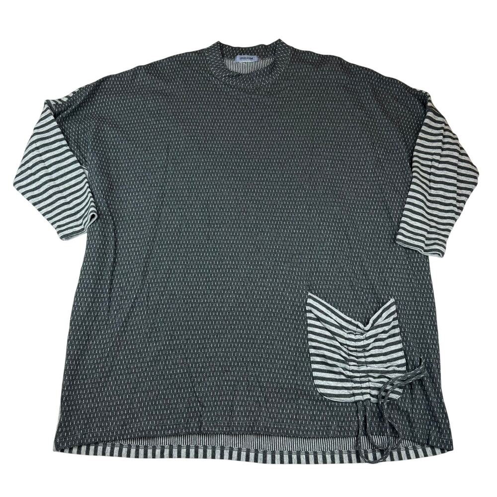 Iridium Mixed Pattern Oversized 3/4 Sleeve Tee
